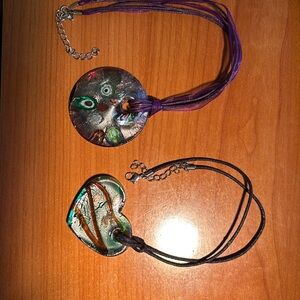 Glass Murano necklaces set of two